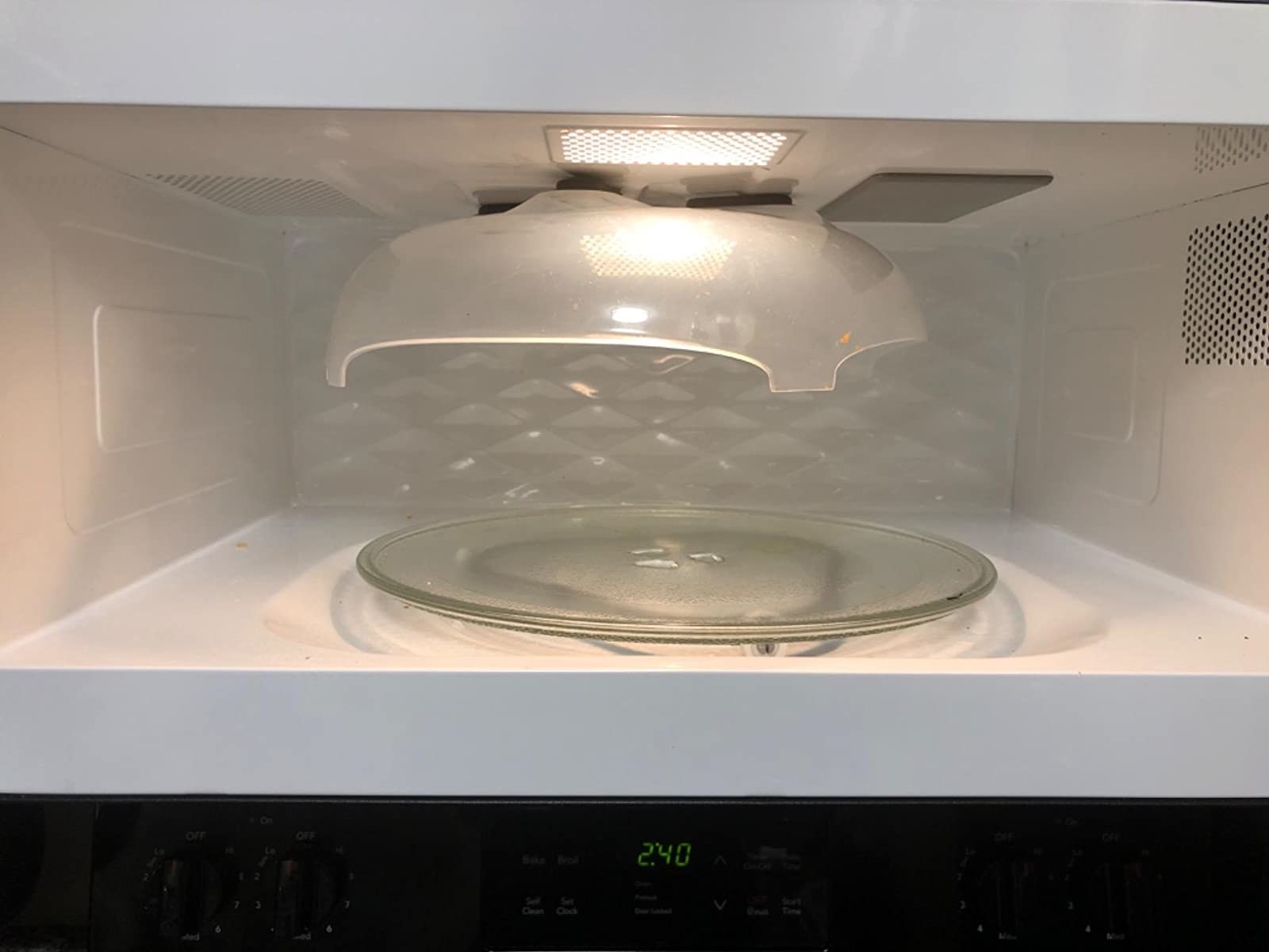the cover magnetized to the top of a reviewer microwave