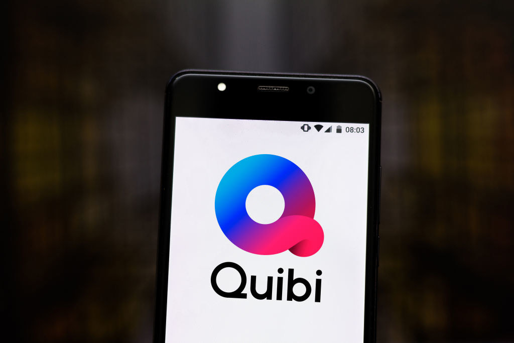 A phone screen with the Quibi logo