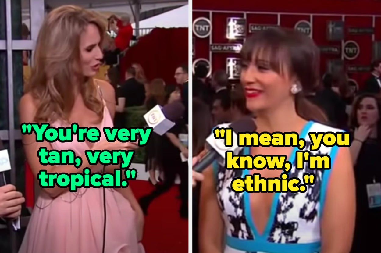 An interviewer telling Rashida Jones she's very tan and Rashida saying "I'm ethnic"