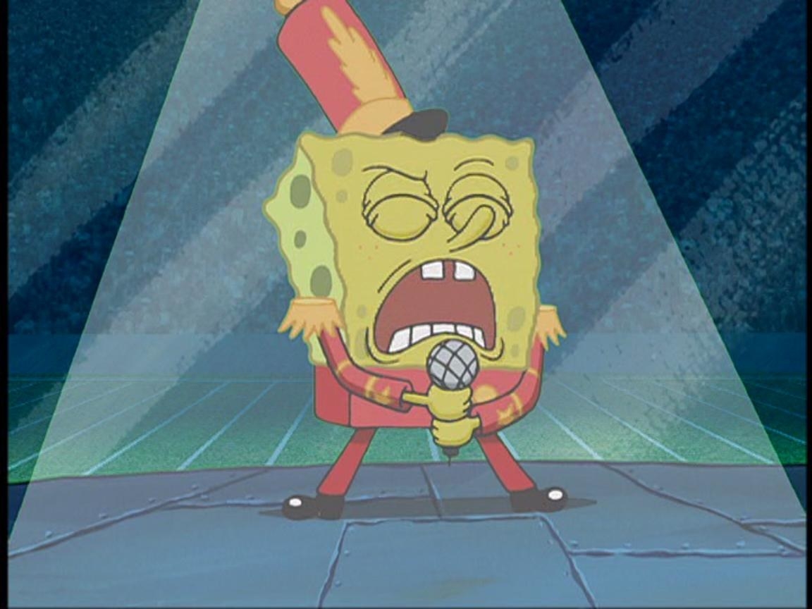 SpongeBob sings his heart out on stage during the memorable episode