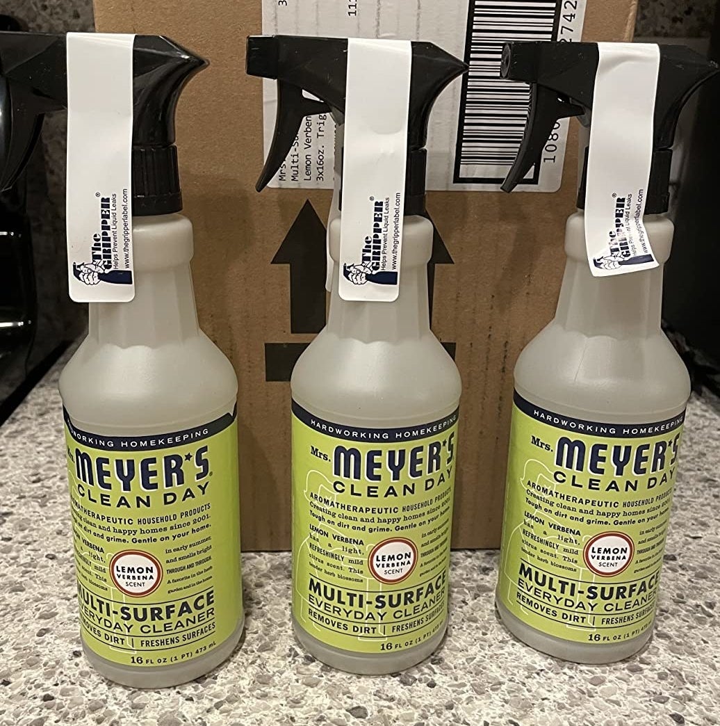 Reviewer photo of the three-pack of multi-surface cleaner