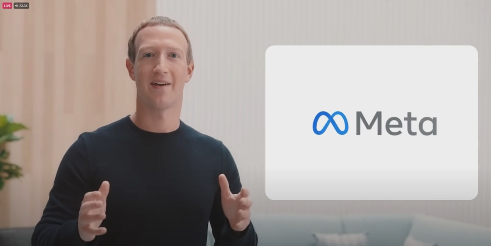 Mark Zuckerberg revealing Meta at Facebook Connect