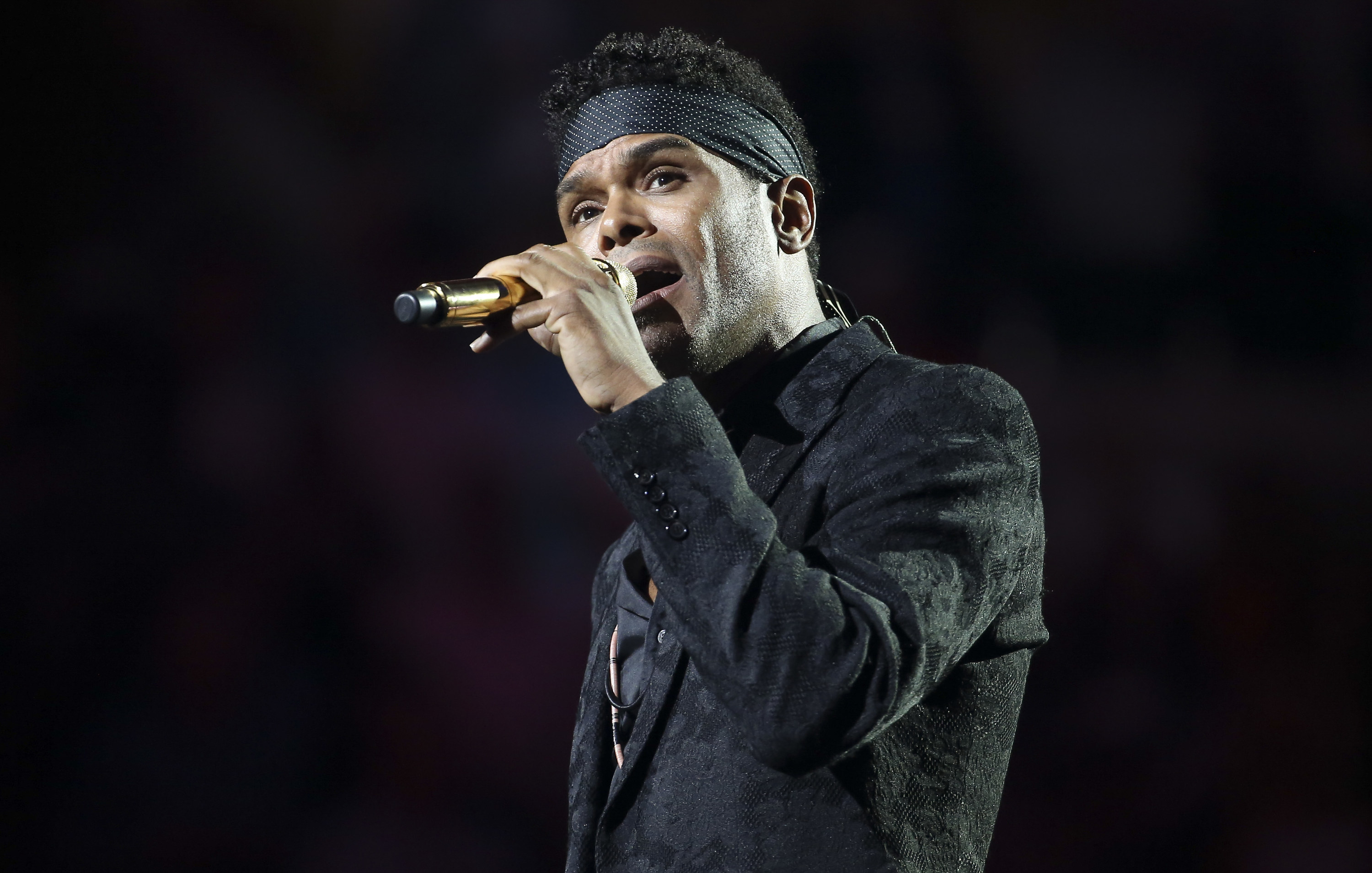 Maxwell performs the national anthem during the opening night gala of the 2018 tennis US Open held at Arthur Ashe stadium of USTA Billie Jean King National Tennis Center