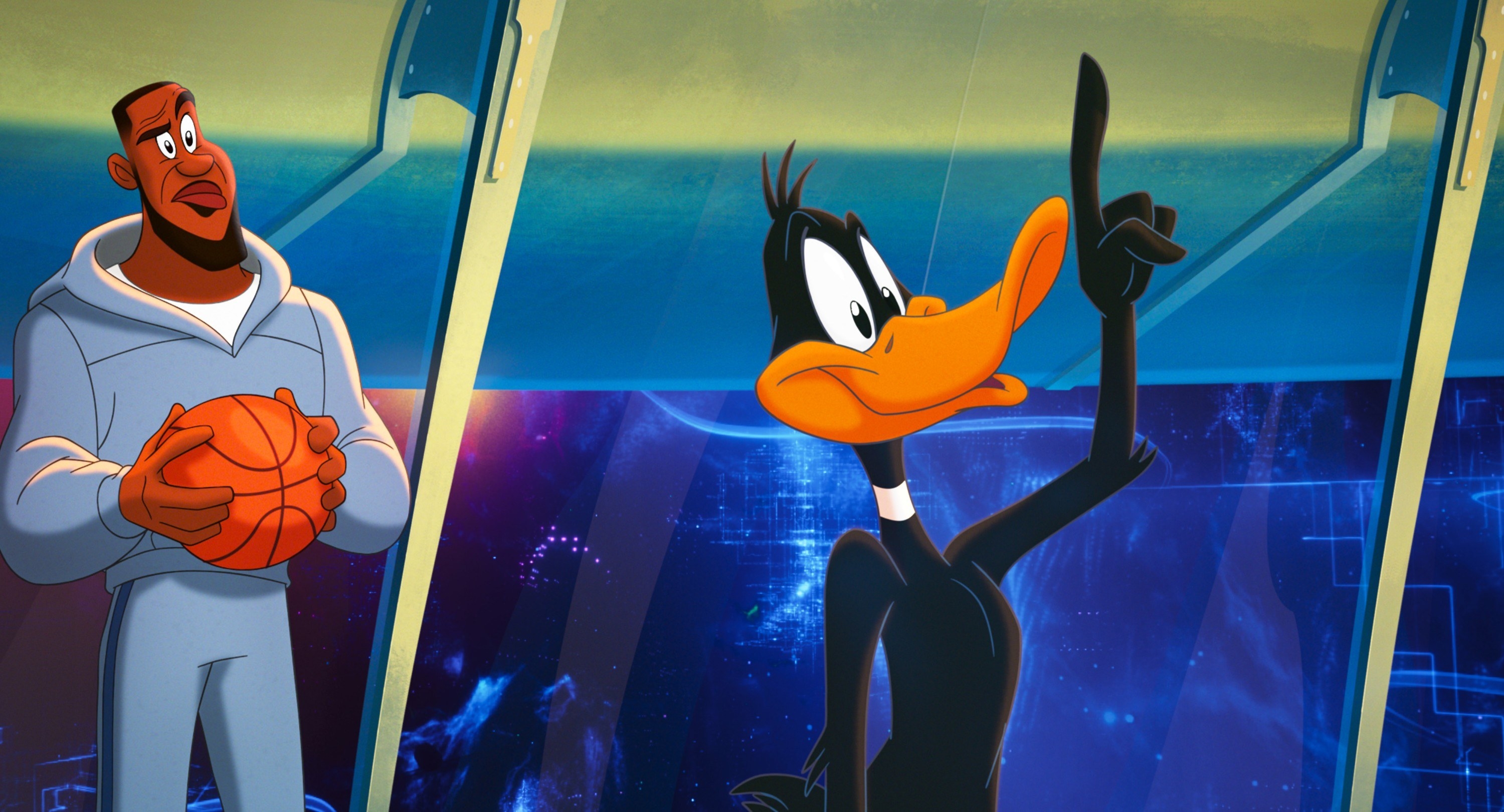 An animated LeBron James and Daffy Duck in &quot;Space Jam 2&quot;