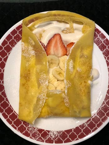 A reviewer's finished crepes