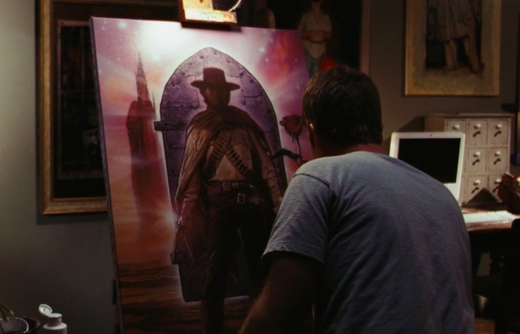 David painting a picture of Roland from &quot;The Dark Tower&quot; in &quot;The Mist&quot; (2007)