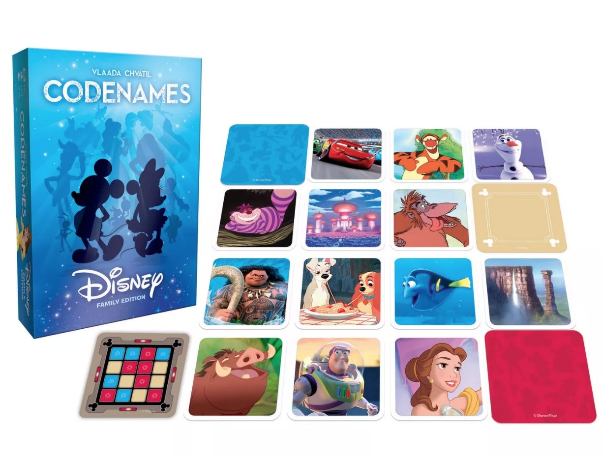 Disney Codenames games with character cards laid out