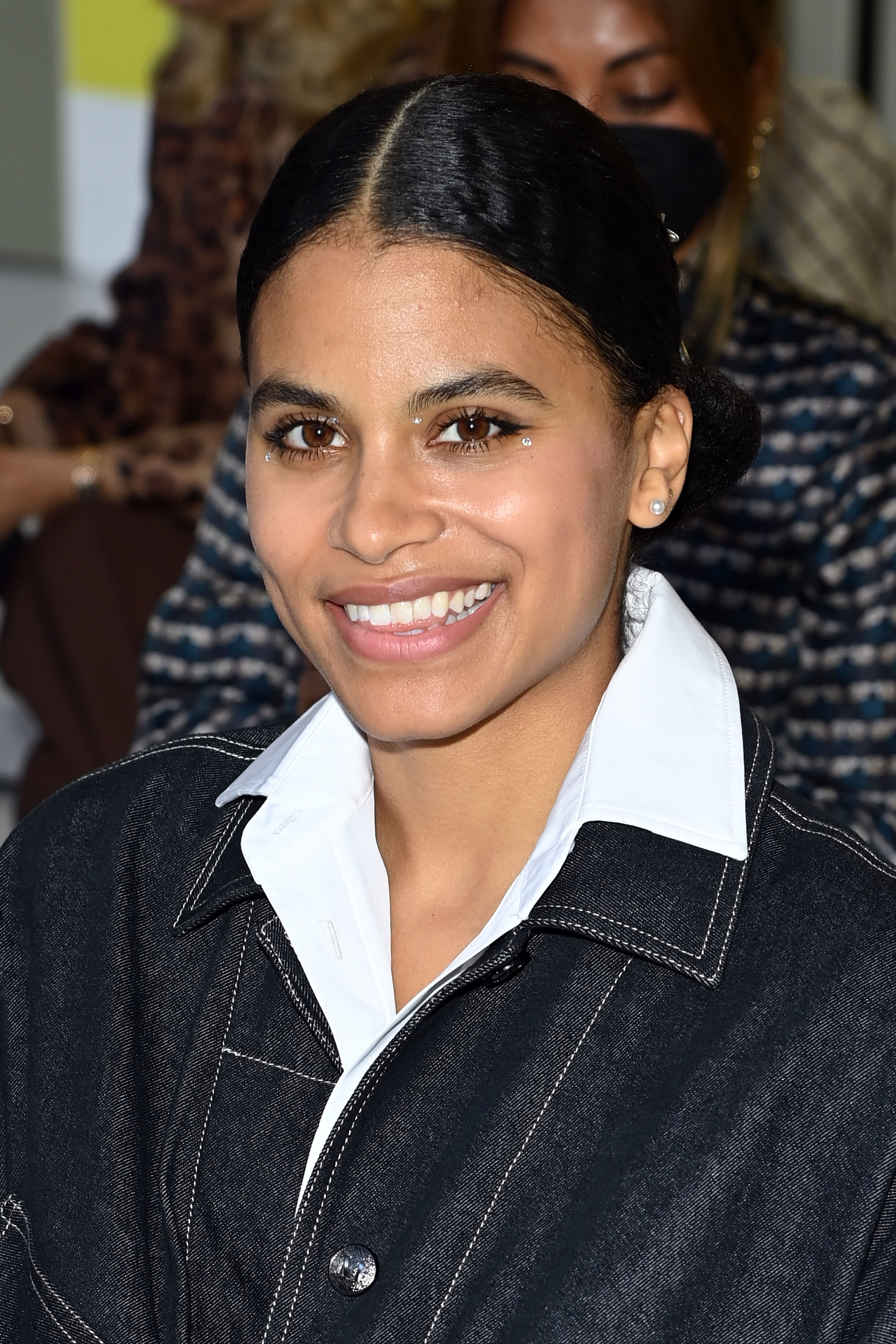 Zazie Beetz is seen on the front row of the Max Mara fashion show during the Milan Fashion Week - Spring / Summer 2022 on September 23, 2021 in Milan, Italy.