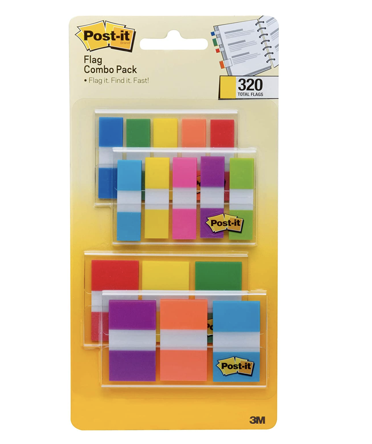 paquete con 320 banderitas adhesivas de colores