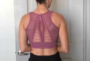 Reviewer photo of their back in the sports bra