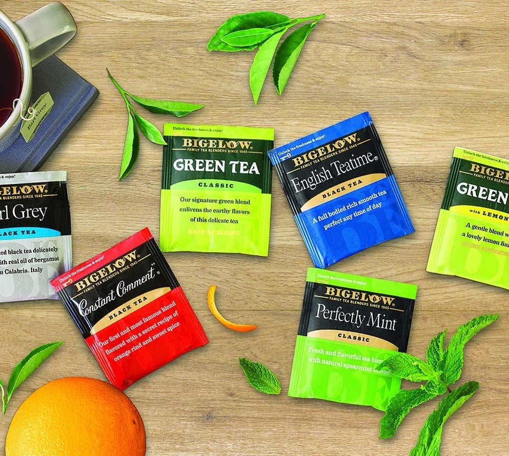 The six assorted packets of tea