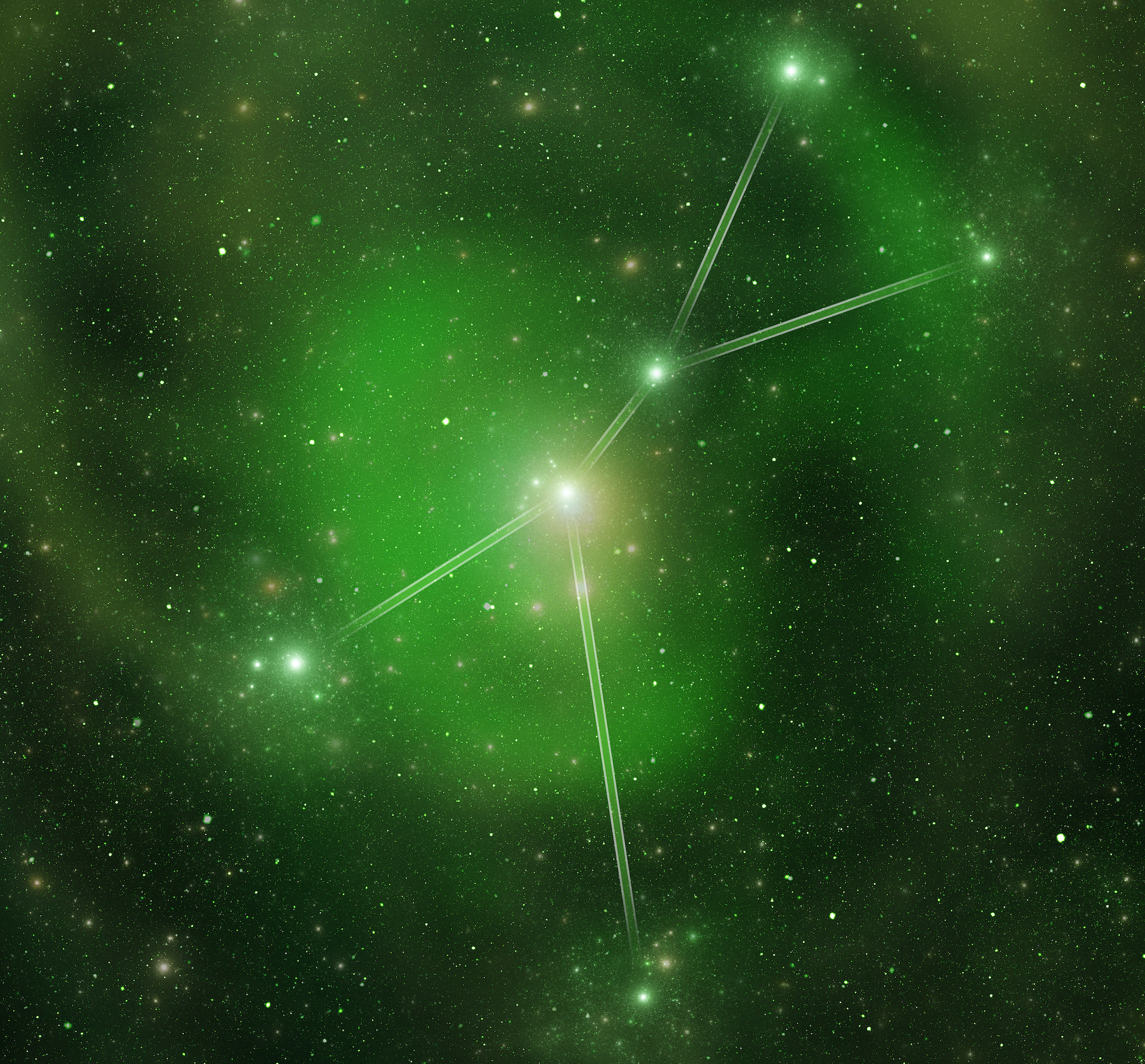 Schematic representation of the zodiacal constellation &quot;Cancer&quot;, green сolor corresponds to a zodiac sign.