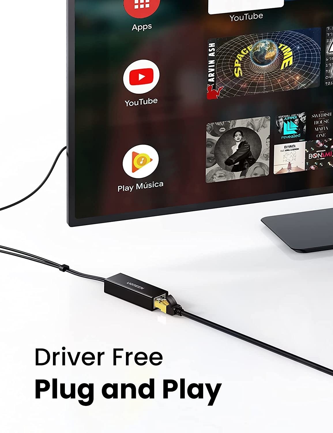 Adaptador Ethernet UGREEN compatible con Fire TV Stick 4K Chromecast Google  Home Mini y más dispositivos de transmisión de TV Adaptador de red Micro USB  a RJ45 Ethernet con cable de alimentación