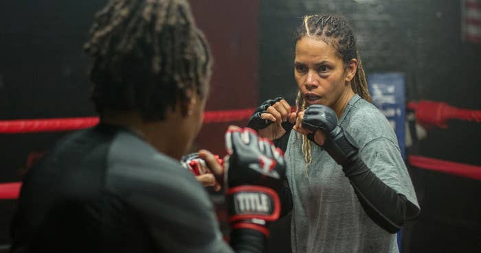 Halle plays a fighter in the ring