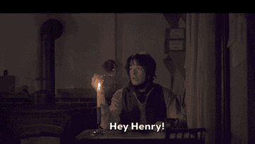 a gif from Dickinson of John Mulaney as Henry David Thoreau talking to himself saying, &quot;Hey Henry, you&#x27;re the only authentic living human that lives life to the marrow. Well, thank you, but I already know that&quot;
