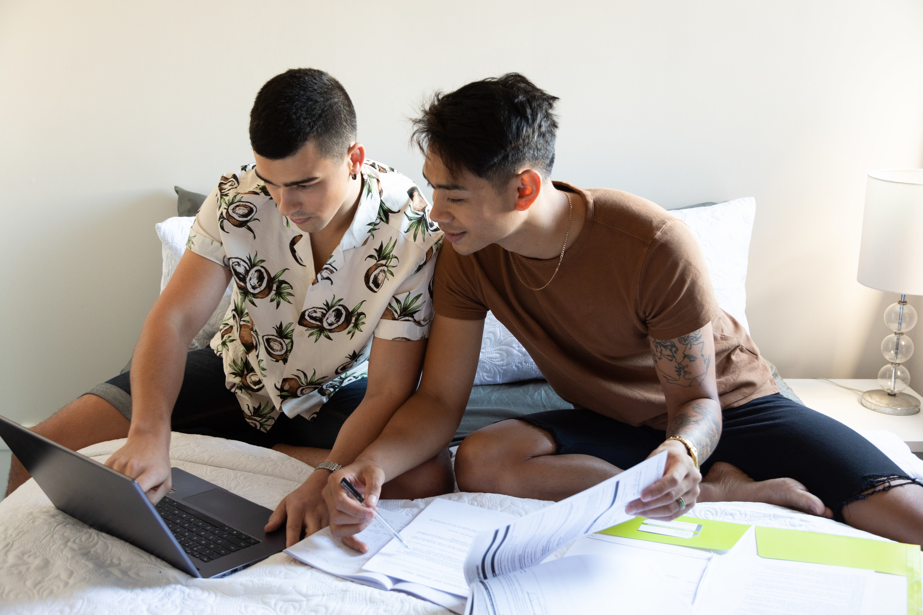 Couple going over their finances together