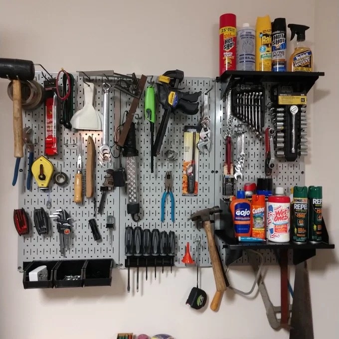 a pegboard tool kit