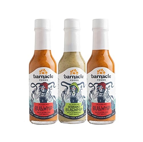 Three bottles of Barnable Foods hot sauces.