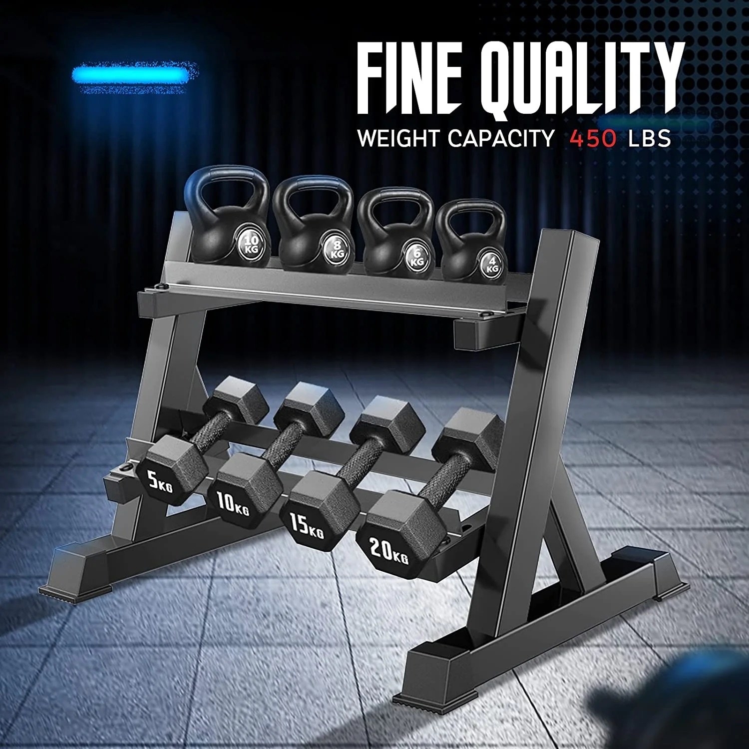a two-tier dumbbell stand