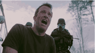 David screams as soldiers approach