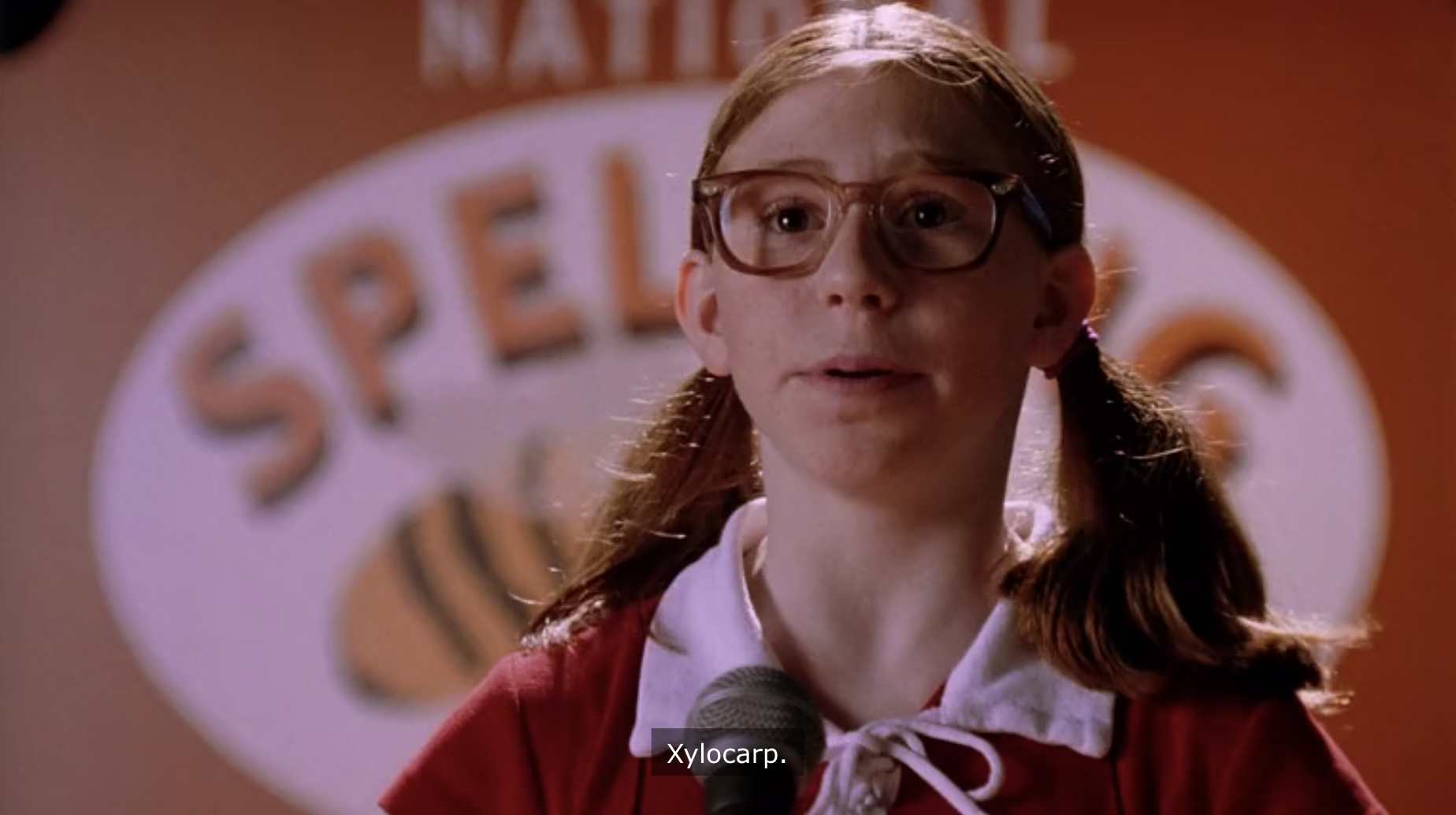 Nerdy girl at a spelling bee