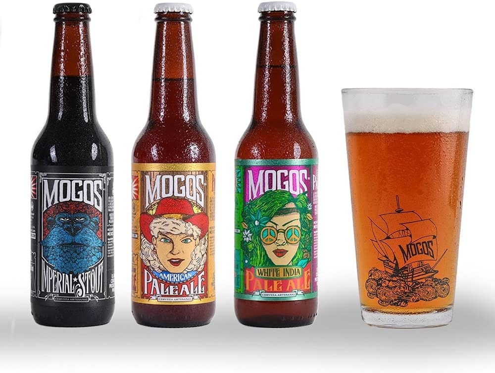 Packs de cinco cervezas artesanales mexicanas y un vaso de colección
