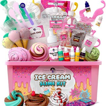 Ice cream slime kit opened to reveal contents