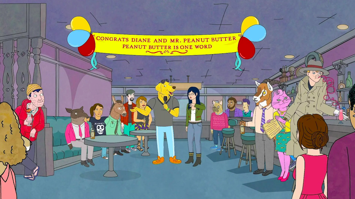This banner saays &quot;Congrats Diane and Mr. Peanut Butter, Peanut Butter is one word&quot;