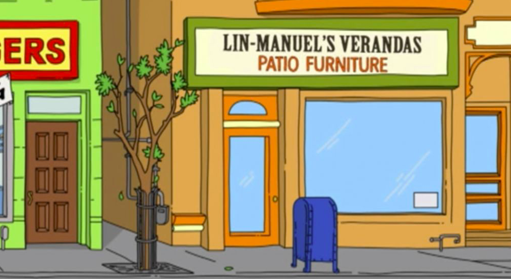 The space is named in this scene &quot;Lin-Manuel&#x27;s Verandas Patio Furniture&quot;
