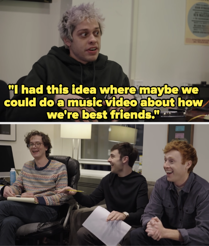 Pete pitches a music video about how he and the trio are best friends