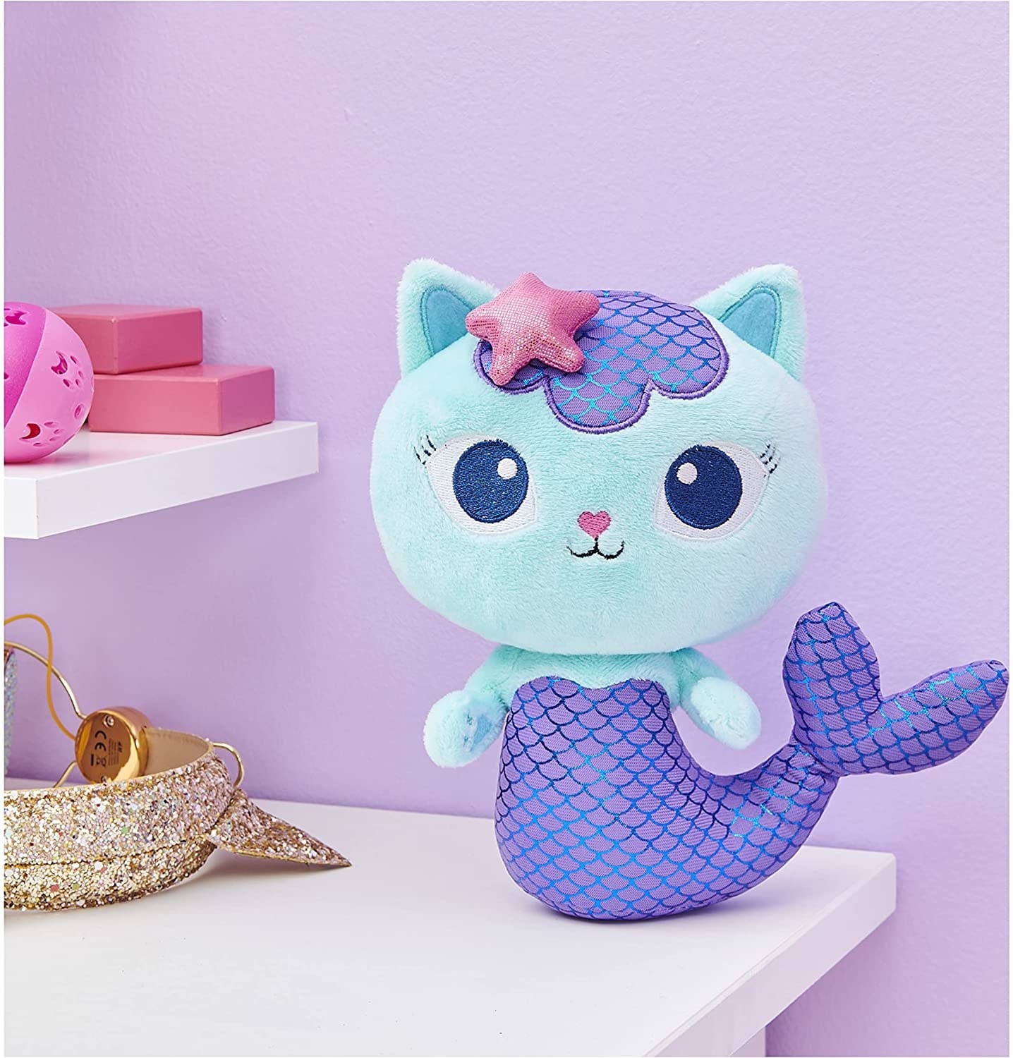 The purple and blue cat mermaid plush toy