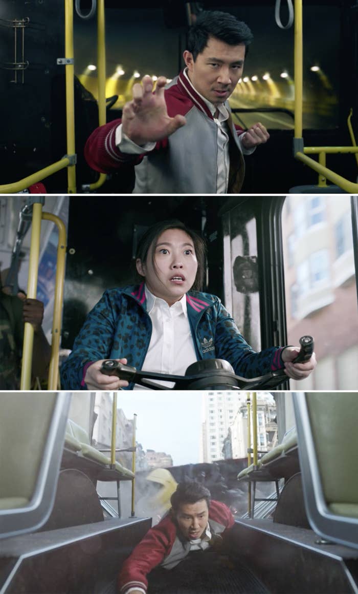Simu&#x27;s character on a bus moving at a high-speed