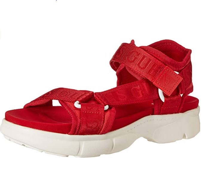 Sandalias para mujer en color rojo de la marca GUESS