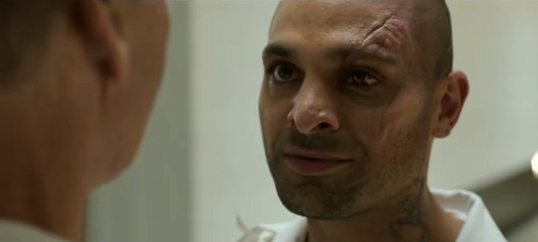 Mac Gargan talking to Adrian Toomes in prison in "Spider-Man: Homecoming"
