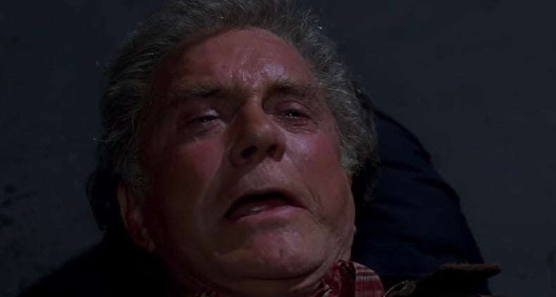 Uncle Ben lying on the ground, crying, after being shot in &quot;Spider-Man&quot;