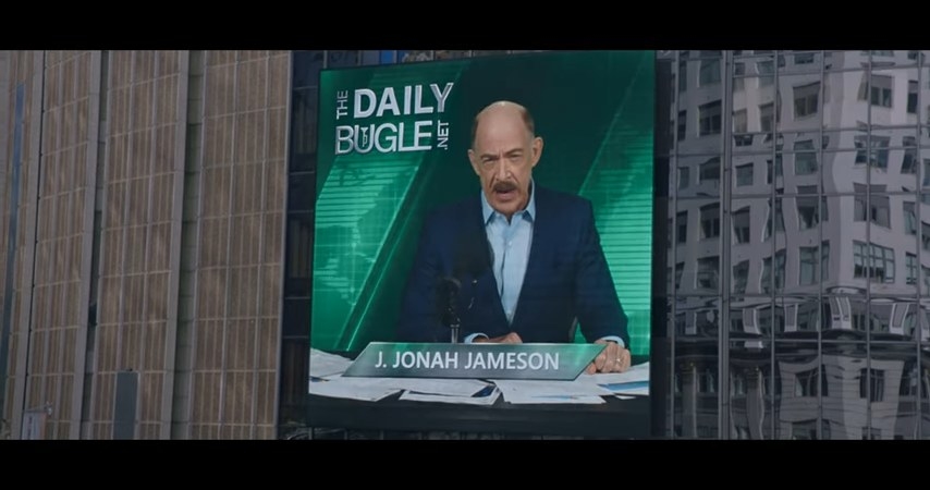 J. Jonah Jameson on a giant TV screen in &quot;Spider-Man: Far From Home&quot;