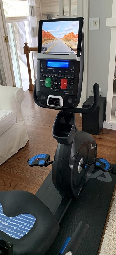 exercise bike with explore the world app open