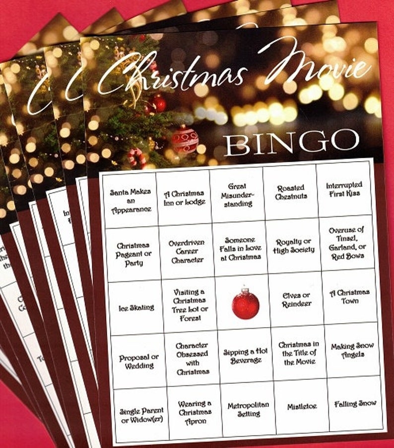 an example of the bingo card that reads things like ice skating single parent or widow proposal or wedding and more