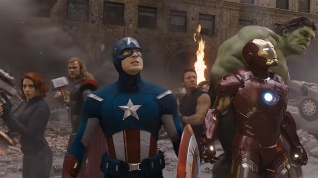 The Avengers standing in the middle of a ruined New York in &quot;The Avengers&quot;