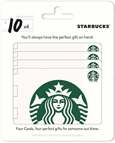 pack of Starbucks gift cards