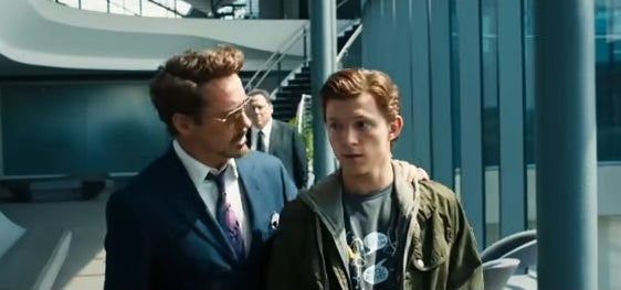 Peter walking with Tony Stark in &quot;Spider-Man: Homecoming&quot;