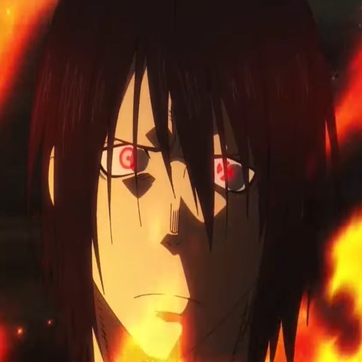 Benimaru with an angry look on his face and flames surrounding him