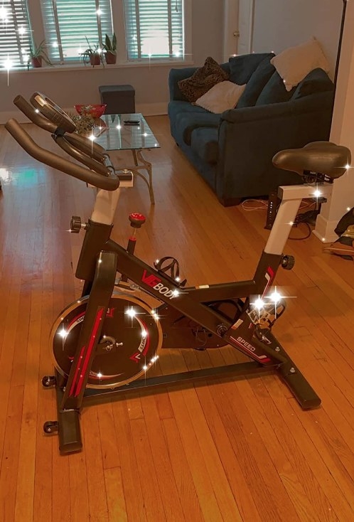 exercise bike on hardwood floor