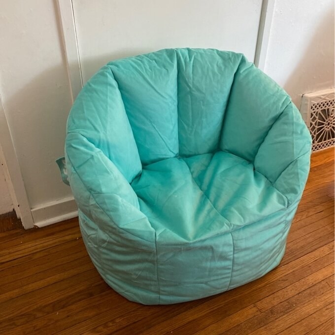 the beanbag in blue