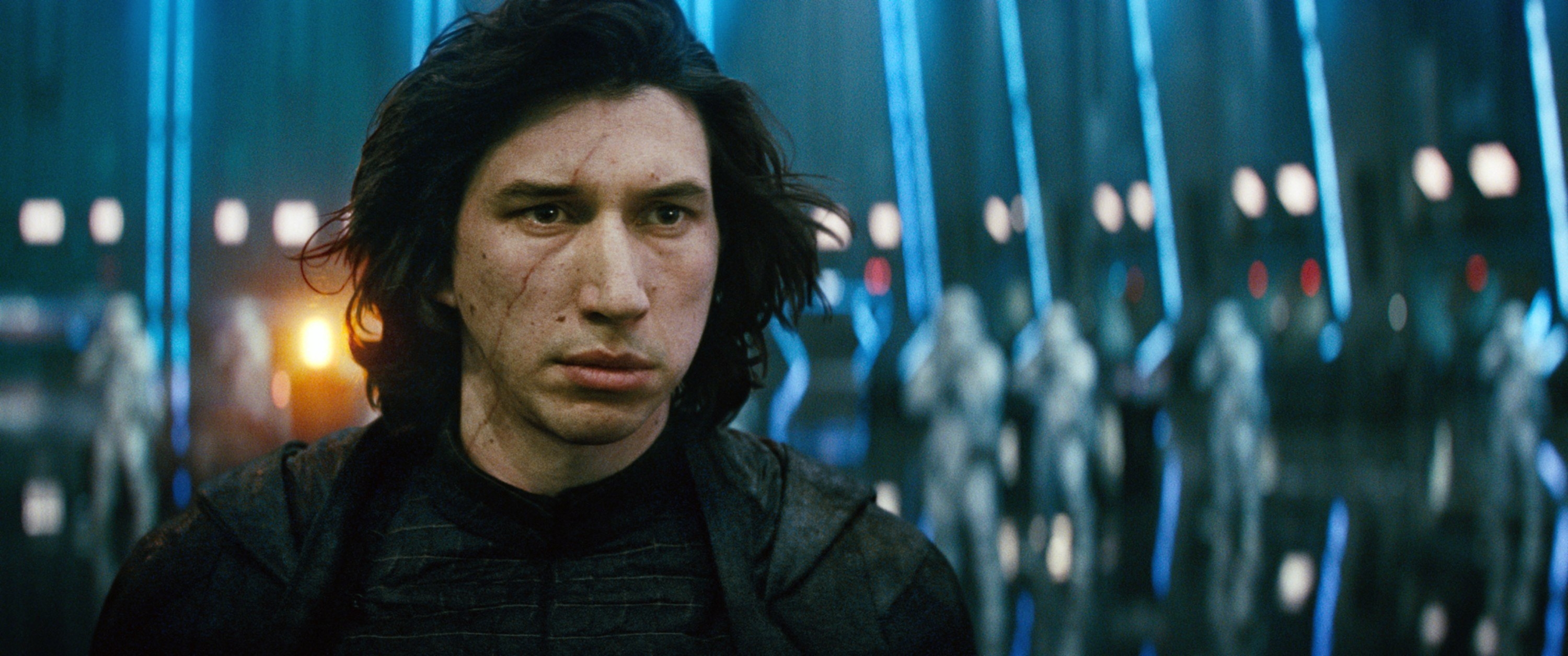 Driver with a scar on his face as Kylo Ren