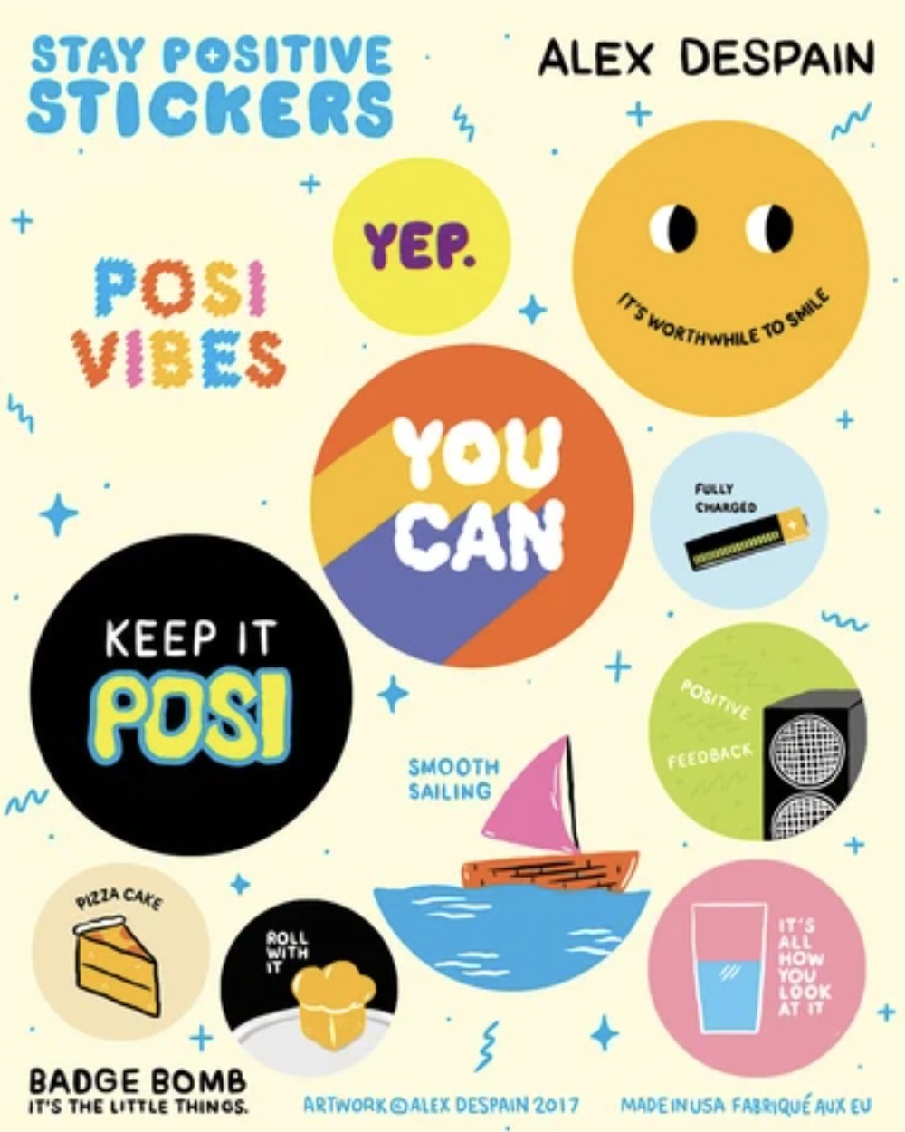 the &quot;stay positive&quot; sticker pack with stickers that say &quot;you can&quot; etc.