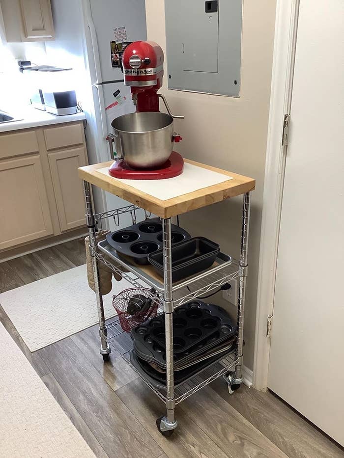 kitchen storage cart with wire rack
