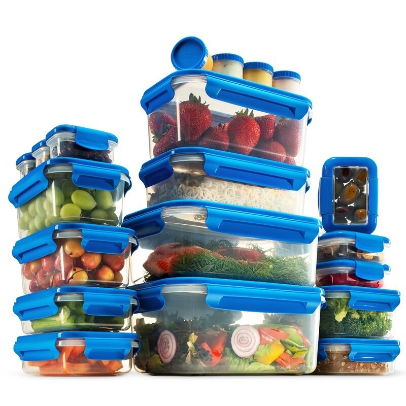 The 20 container storage set with food in each container