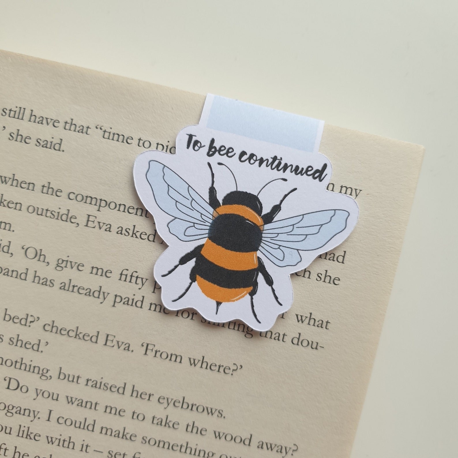 bee bookmark that says to bee continued