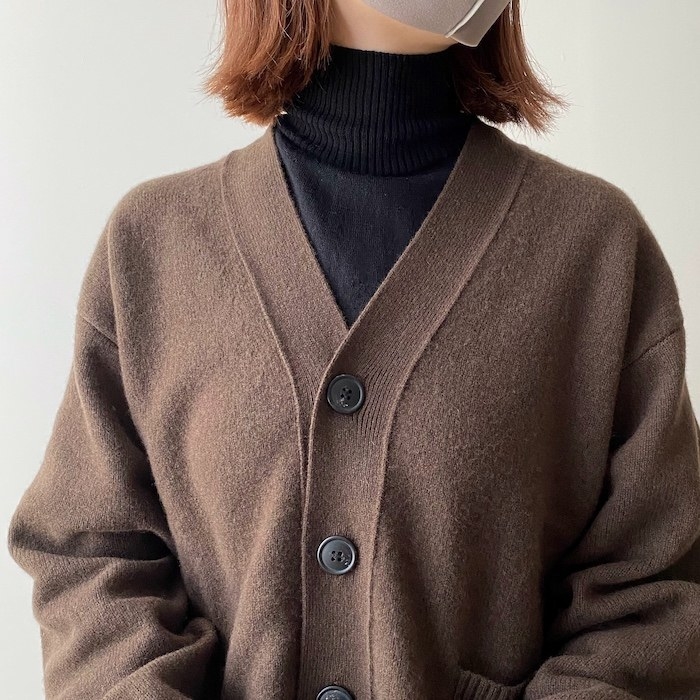 UNIQLO ＋JプレミアムラムVネックカーディガン 38D.BROWN XXL - トップス